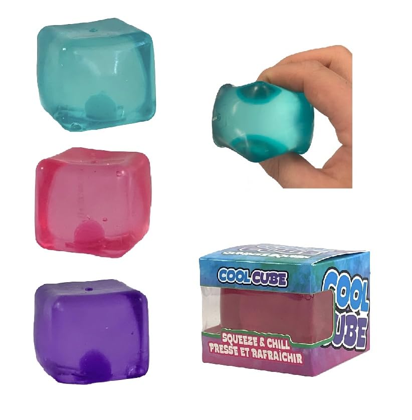 Cool Cube Sugar Ball Stress Ball - Colorful Ice Cube Squishy Toy for Kids and Adults (Blue, Pink, or Purple)