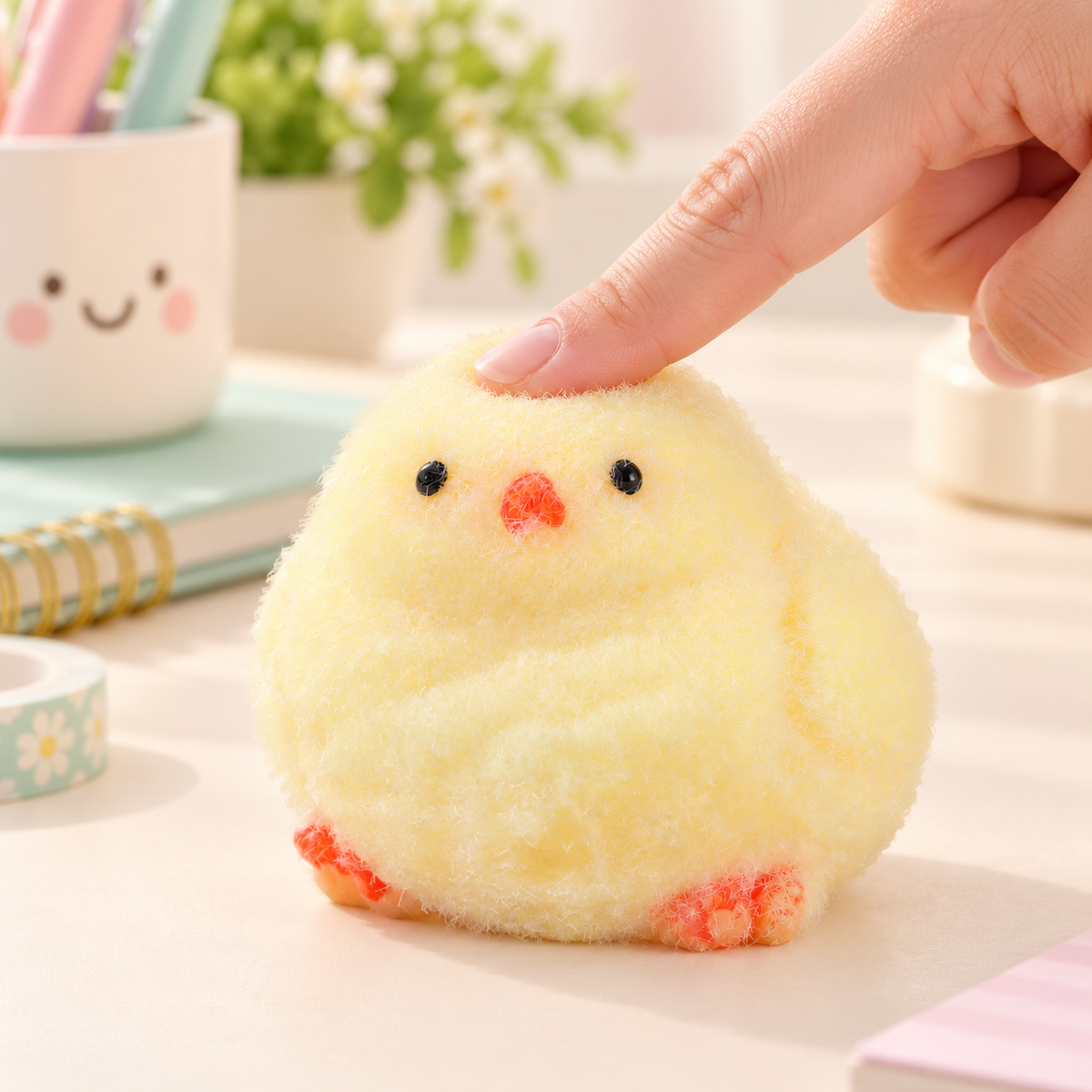 Handmade Chick Taba Squishy 4-Pack - Ultra Soft Kawaii Mochi Squeeze Fidget Toy for Stress Relief