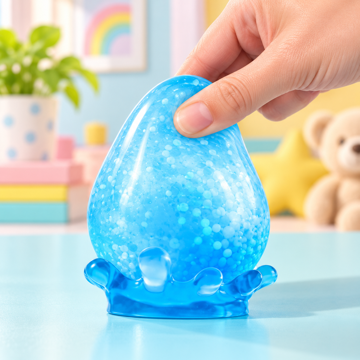 Squishy Drop Fidget Toys 4-Pack - Malt Sugar Filled Sensory Stress Relief Cube for Kids & Adults