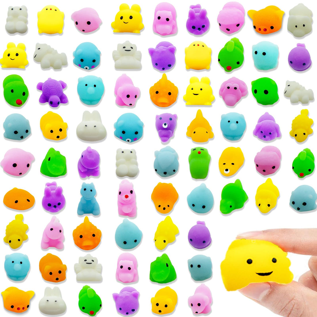 150 Pcs Squishy Toys Mochi Squishy Fidget Toys Kawaii Squishies Stress Relief Toys Party Favors Kids 4- 8 8-12 Claw Machine Prizes Valentines Day for Kids Easter Basket Stuffers Egg Fillers
