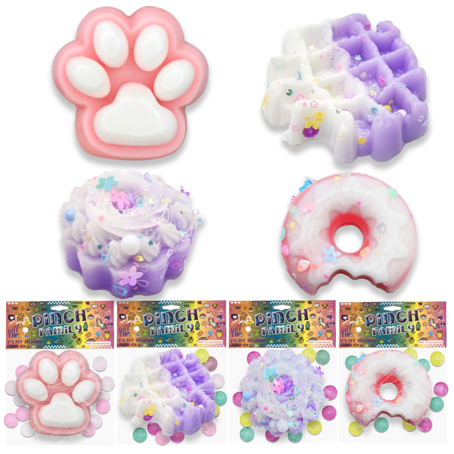 4pcs Taba Squishy Cat Paw Donut Squeeze Toys Kawaii Mochi Squishy Sensory Toys fufu Squishy for Cute ToysFidget Toys Squishy Novelty ThingsSuitable for Kids Teenage