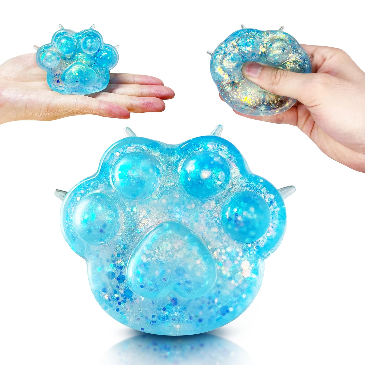 ZTATU Cat Paws Squishy Fidget Toys (1PCS) Stress Balls for Adults Squishy Sugar Ball Party Favors Squeeze Ball Sensory Toys for Autistic Children Stress Relief Toy Easter Basket Stuffers (Blue)