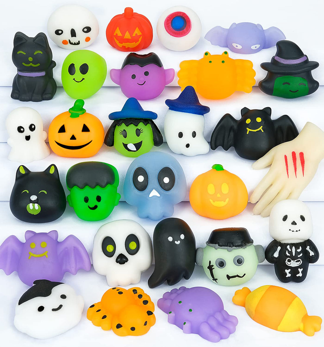 Halloween Mochi Squishy Toys 30-Pack - Spooky Party Favors for Kids Trick or Treat Goody Bags