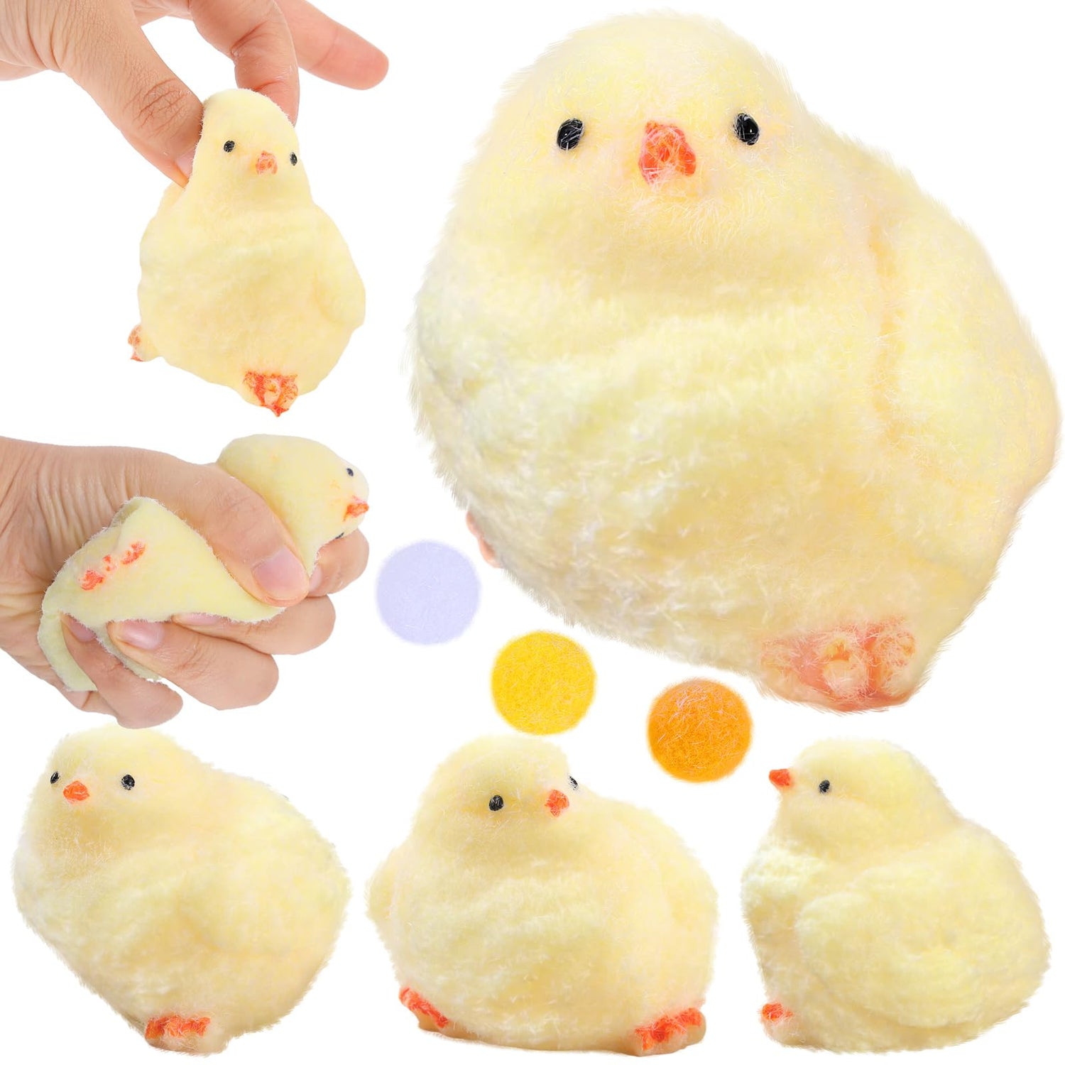 4 Pack Handmade Chick Taba Squishy Toys Ultra Soft Mochi Squeeze Fidget Toys for Stress Relief Pinch Kawaii Family Sticky Squishy Toys