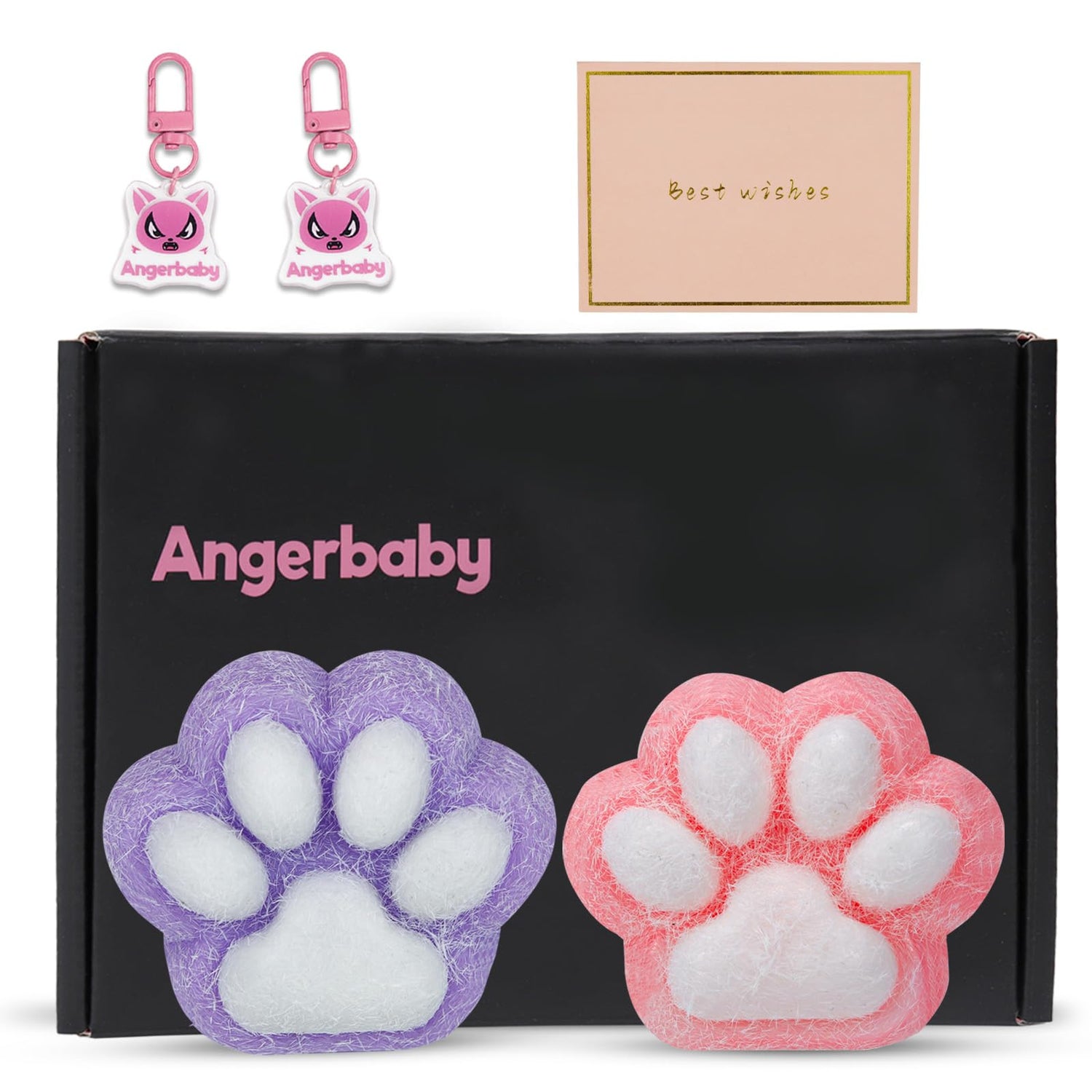 2 pcs Taba Squishy Cat Paw Toy Handmade Cute Kawaii FuFu Squishies Sticky Squishy Pinch Fmily Jelly Kitty Paw Squeeze Toys YoYo Squishy Funny Fidget Toys Novelty Things for Gift Kids-Purple&amp;Pink
