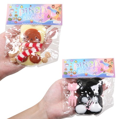 2pcs Squishy Cat Squeeze ToysSqueeze cat Kawaii Sticky Squishies Stress Relief Squishies for Kids Party Favors Pinch Family Squishy Toys Fidget Toys Squishy Suitable Adults Kids