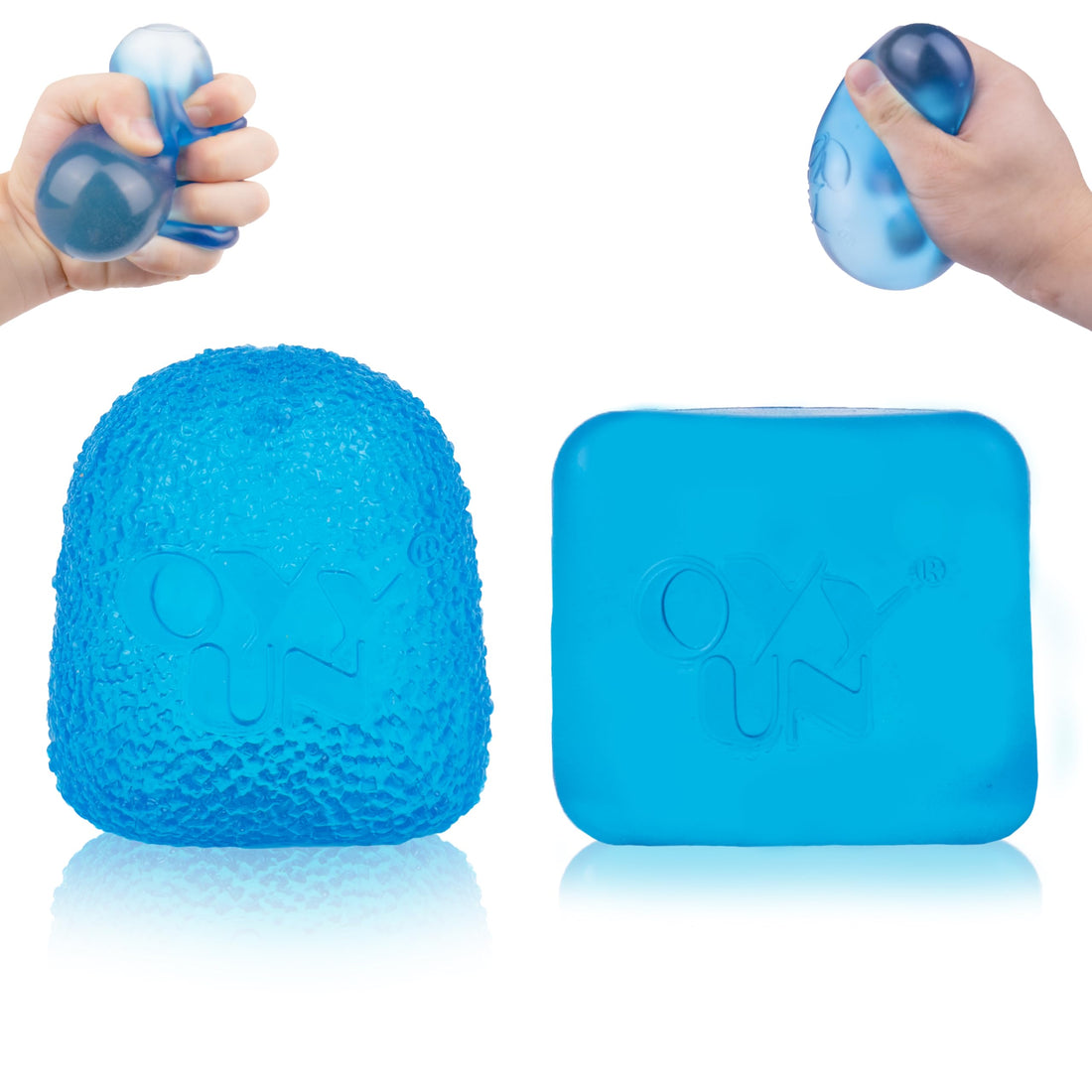 Ice Cube &amp; Ellipsoid Squishy Stress Balls 2-Pack - Slow Rise Gel Fidget Toy for Anxiety &amp; ADHD Relief