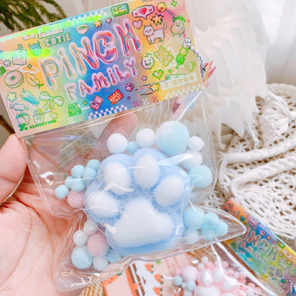 Taba Squishy Cat Paw Squishy Toys Pinch Family Squishy Cat Paw Kawaii Squeeze PVC Sensory Toys Stress Relieving Faux Fur Ball OPP Packaging Gifts Squishy Fidget Toys for Kids Teenage