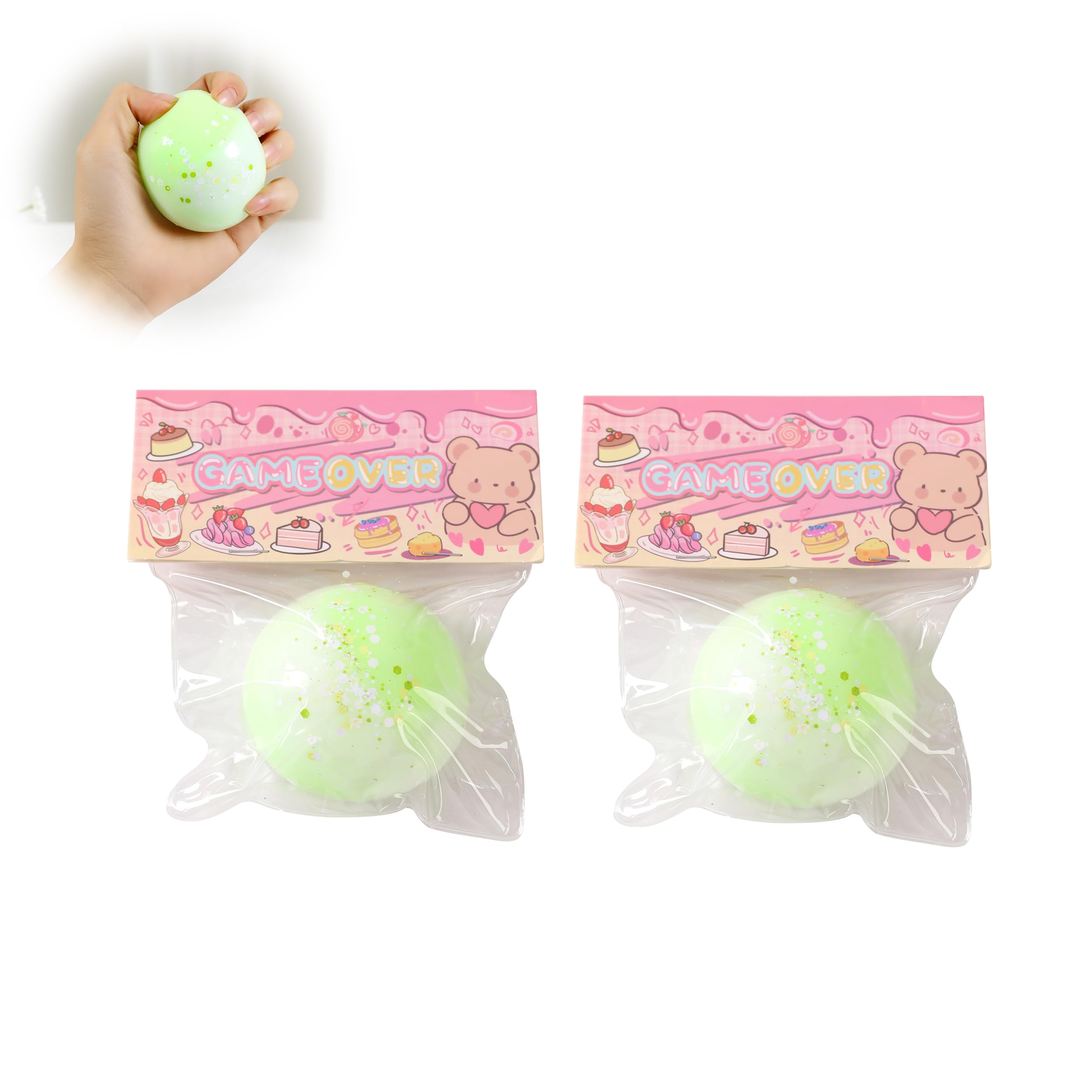 2PCS Taba Squishy Daifuku Squeeze ToysSensory Fidget Toy for Your Best Mellow and ChillBirthday Gift Squishy Toys for Adults (White Green Gradient-2PCS)