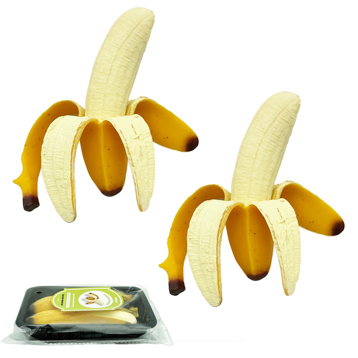 Pack of 2 Squishy Banana Toys Simulation Banana Squishy Squeeze Toys Eutreec Super Soft Stress Relief Spotted Peeled Banana Party Favors for Kids Toy for Boys Girls Adults April Fools Day